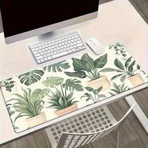 XXL Anti-Slip Gaming Office Mouse Pad- Large Desktop Mat, Tropical Plant Pattern, Anti-Slip Surface, Thickened Rubber Base, Extra Large Workspace Mat Suitable for Computers, Laptops, Home Offices