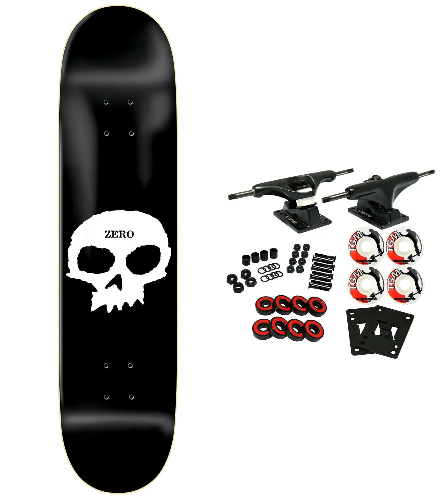 Zero Skateboard Complete Single Skull Black 9.0" x 33"