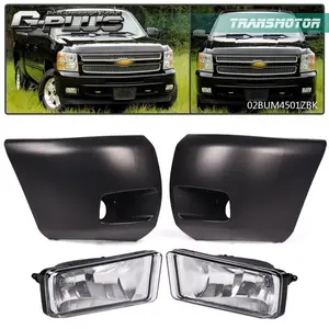 Front Bumper End Caps with Fog Lights Fit for 2007–2013 Chevy Silverado 1500