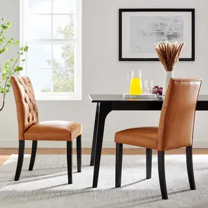 Modway Duchess Dining Chair Vinyl Set of 2 in Tan