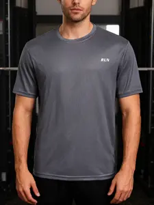 Men's Sporty Fitted Short Sleeve Summer Print T-Shirt, Casual Gym Running Training Top, Muscle Show off Sports Shirt