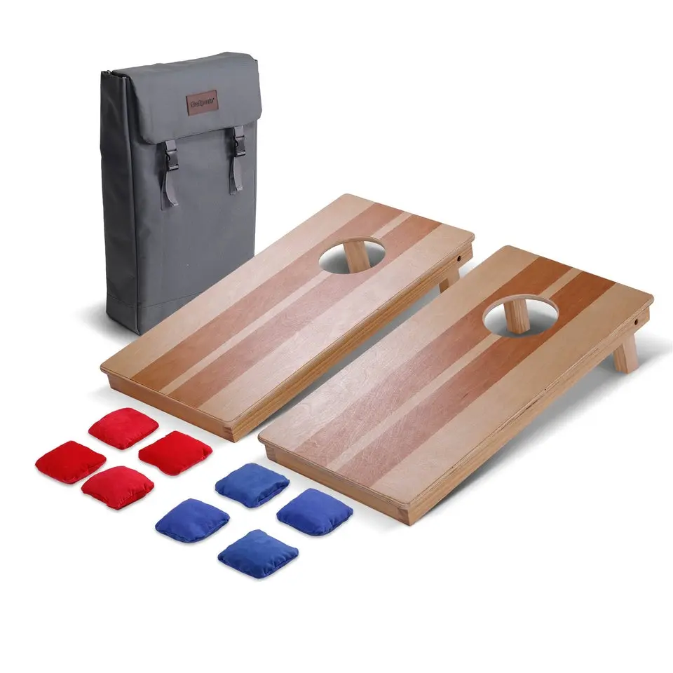 GoSports 2 ft x 1 ft Travel Size Premium Wood Cornhole Game Set, Bean Bag