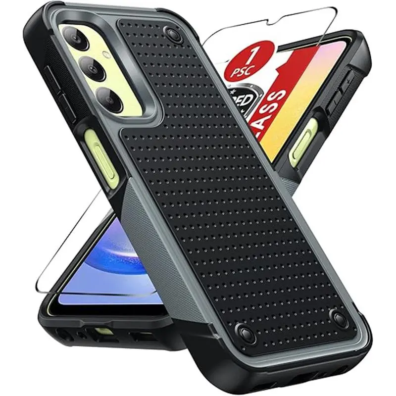 Samsung-A25 5G Case, Galaxy A25 Case with Screen Protector, Heavy Duty Dual Layer Protective Cell Hard PC Back & Soft Bumper Shockproof Essential Cover for Galaxy A25/ A24 4G Telefonos, Accessories Protection Cellphone Smartphone Casing Handheld