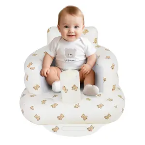 Inflatable Baby Seat for Babies 3 Months and Up, Soft & Cozy Comfort Floor Chair with Breathable Design, Supportive Back, and Built-In Air Pump, for Learning to Sit