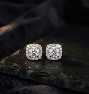 Moissanite Diamond Tester Stud Earrings | VVS1 color D Halo Earrings