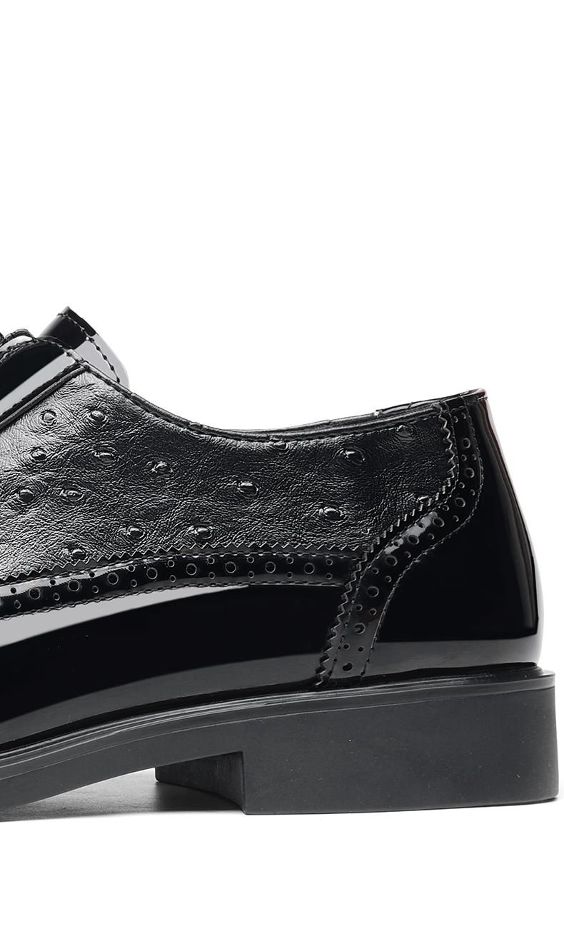 Men's Ostrich-Embossed Zipper Loafers, Brogue Formal Dress Shoes58096