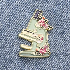 Microscope Styling Alloy Brooch Floral Decorative Lapel Pin Fashion Personality Clothing Backpack Accessories Badge