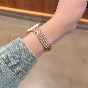Luxury Durable Crystals Sparkling Watch Band, Metal Full-Diamond Denim Chain Design, Wearable Accessories for iWatch SE & S11,summervibes