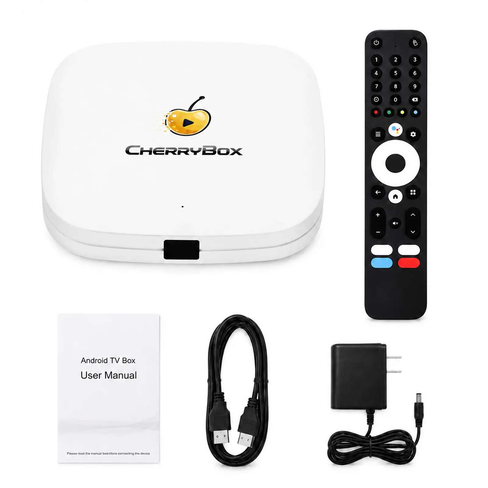 CherryBox C6 Plus with Remote Control, User Manual, and Accessories for Home Entertainment