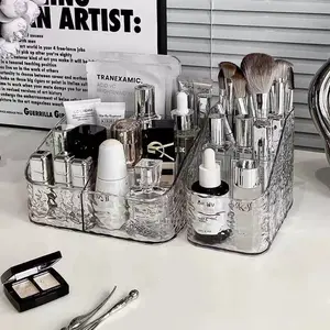 Clear Acrylic Makeup Organizer – Vanity Cosmetic Storage Box with Lipstick Holder