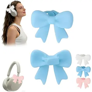 A pair of silicone bowknot headphone accessories - 3D cute headphone bowknot decorative clips, sassy headband decorations for ladies, a Valentine's Day gift for her/girlfriend