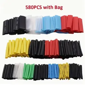 580pcs Heat Shrinkable Cable Sleeve Kit - Professional Wire Insulation, 2:1 Shrink Ratio, Electrical Connections, Durable Polyolefin, Variety of Sizes