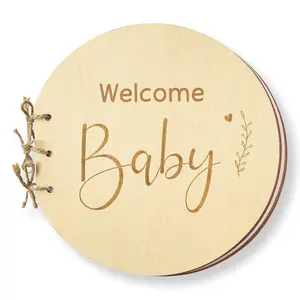 Wooden Baby Shower DIY Guest Book Alternatives for Girl Boy - Welcome Baby Shower Handmade Sign in Guest Book Keepsake Gifts, Blank Guestbook for Baby Shower Decorations Gender Neutral