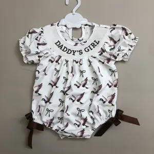 Baby Girl Summer Bubble Daddy's Girl Mallards Bow Girl Smock Clothes Baby Onesie 	 SR3346
