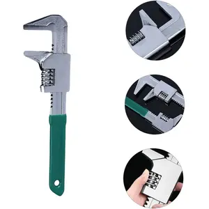 Adjustable Steel Wrench Tool with Non-Slip Handle, Durable Design for Pipes & Pumps, Manual Tool for Plumbing Use, 9.45 Inch F-Shape