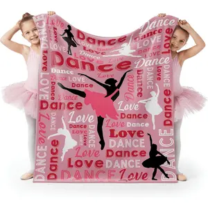 Dance Blanket for Girls & Women, Flannel Throw for Ballerina Dancers, Ballet Dance Lover  Idea (, 50"x60")
