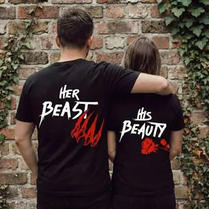Her Beast His Beauty Couple T-shirt, Matching Outfits For Couples, Valentine Day Gifts, Couple Gifts, Anniversary Shirts, Trending Couple TEE