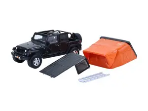 2008 Jeep Wrangler Unlimited Rubicon - Dark Charcoal w/ Modern Rooftop Camper (The Great Outdoors Series 4) Diecast 1:64 Scale Model - Greenlight 38080F