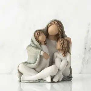 2025 New Hot-Selling Willow Tree Family Statue Mother and Children Together Holiday Gift Resin Craft