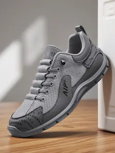 Men's Trendy Sports Shoes Sneaker Sporty Running Shoes Leather & Mesh Fabric Soft Lining Comfortable Rebound Breathable Fit Anti-Slip Flexible for Daily Commute & Street Wear
