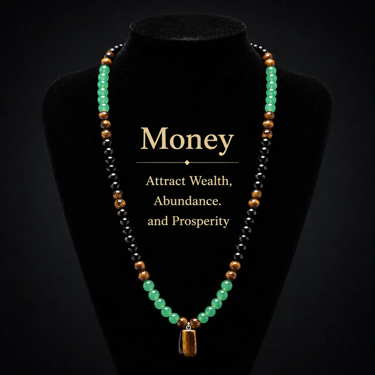 ARPURRAINA Money Attraction Necklace Set with Green Aventurine & Tiger Eye Pendant Healing Crystal Stone ,Matching Bracelet Wealth Abundance Crystal Jewelry Gift for Men Women Healing Pendant, Chains,  Crystal Jewelry,  Crystal Necklaces summerwins,summer
