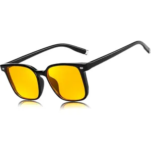 EyeconicFinds Night Vision Driving Glasses for Men Women Yellow Lens Reduce Glare Vintage Sunglasses for Driving B0175