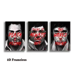 3-piece set, inspirational canvas prints, modern wall art: Mafia portraits, gangster bosses, legendary art posters—*Scarface*, Escobar, *The Godfather*—wall decor, 2D flat, unframed canvas posters