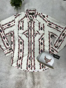American West  Aztec Beige Printed Long Sleeve shirt-94