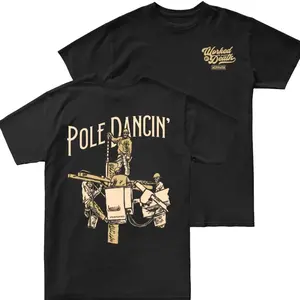 Pole Dancin Lineman Graphic T Shirt, 2 Sides Electrical Worker Tee, Funny Lineman Shirt, Utility Worker Humor Tee, Soft Cotton Blend T Shirt, Power Line Worker Gift for Men
