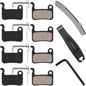 4 Pairs Bike Brake Pads, with 3 Installation Tools, Compatible for Shimano Brake Pads Deore XT SLX Hone Alfine Saint LX M596 M595 XTR M975 M966 M965 Disc Brake MTB Bicycle Brake Pads
