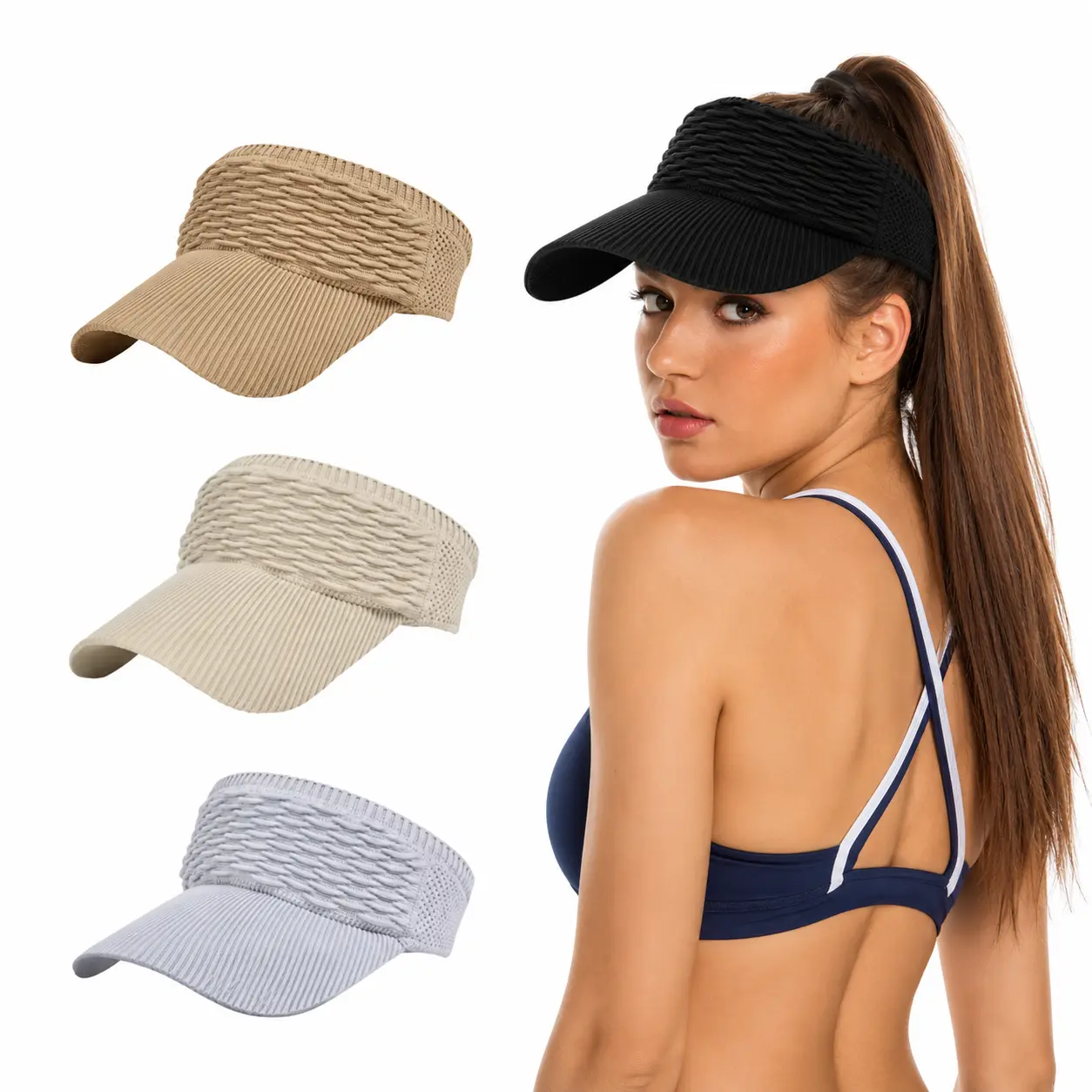 Women's 2Pcs Open-Top Ponytail Hole Sports & Outdoor Hats - Sun-Proof Breathable SunSafeTok Aesthetic UV Protection Cap, Birthday Gift for Her, Hiking/Light Outdoor Use