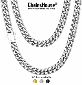 ChainsHouse Miami Cuban Link Summerwins Chain Chunky Necklace No Tarnish Durable Stackable Daily Simple Casual Unisex Stainless Steel Necklace Hip Hop Jewelry for Men Women CHN18581