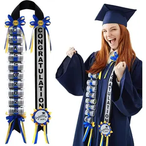 2026 Graduation Money Lei Class of Double Braided Lei Gift Graduation Cash Gifts Pull Ideas for High School College Party Supplies(Blue)