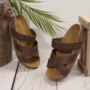 Women'S Espadrilles Platform Thick Soled Woven Sandals,Non-Slip Strappy Open Toe Beach Shoes