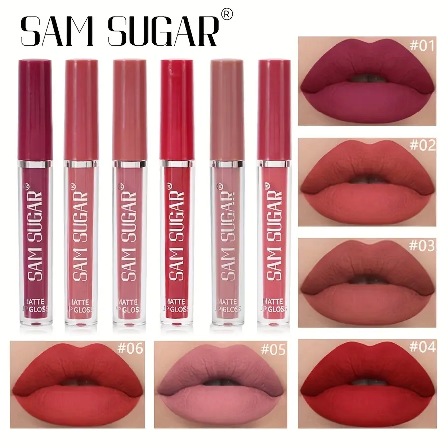 6-Pieces Matte Color Lipgloss Set, Long-Lasting Waterproof Lipstick & Lip Gloss, Cosmetic Makeup Gift Kit for Women and Girls