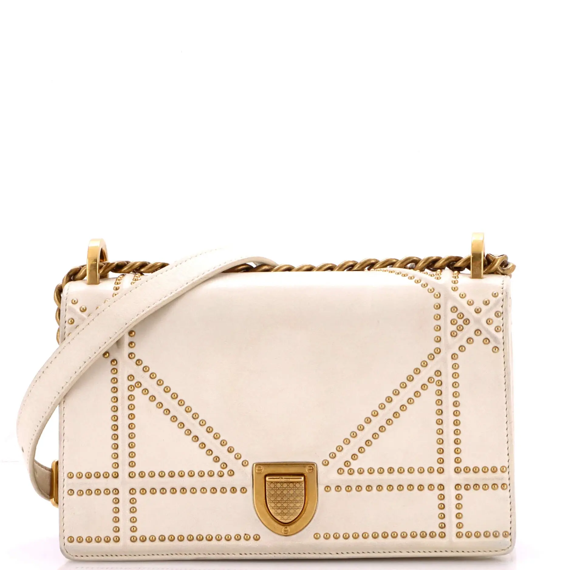 Pre-owned Dior Leather Shoulder Bags Christian Diorama Flap Bag Studded Small by Rebag