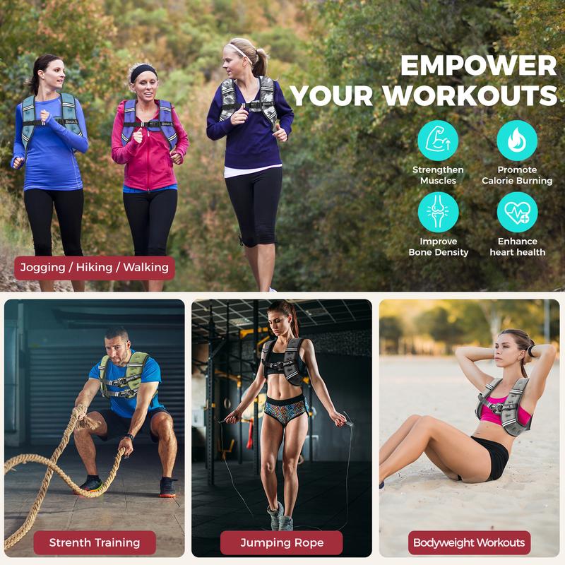 【JumpstartSale】BAGAIL Weighted Vest, 5lbs/8lbs/10lbs/12lbs/15lbs/20lbs/25lbs/30lbs Weight Vest with Detachable Phone Pouch, Rucking Vest for Women, Men, Walking, Training, Running 【JumpstartSale】BAGAIL Weighted Vest, 5lbs/8lbs/10lbs/12lbs/15lbs/20lbs/25lbs/30lbs Weight Vest with Detachable Phone Pouch, Rucking Vest for Women, Men, Walking, Training, Running