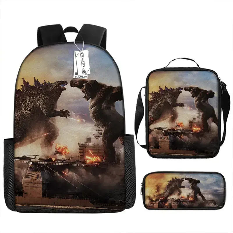 Godzilla Backpack 3-Piece Set for Elementary School Students, Amazon Best-Seller, Dropshipping Available