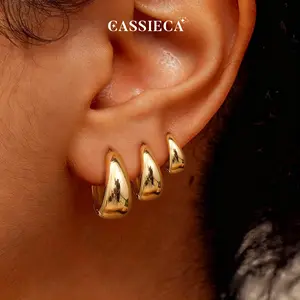 CASAIECA 3Pairs Hoop Earrings Set for Women 14K Gold Plated Chunky Earring Silver Plated Hypoallergenic Small Huggie Hoops Lightweight Tiny Thick Trendy Hoop Earrings Stacks for Multiple Piercing, Earring For Women, Chunky Hoops Summervibes,summerwins