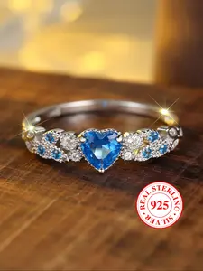 S925 Sterling Silver Heart Rings for Women, Casual Style Heart Shaped Engagement Ring Daily Jewelry ,All Season Wearable Gift Birthdays & Anniversaries for Her（with box）