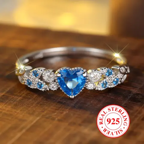 S925 Sterling Silver Fashion Heart Rings for Women, Beautiful Rings, Casual Style Engagement Ring, Daily Jewelry, All-Season Wearable Gift for Birthdays & Anniversaries for Her (with Box)