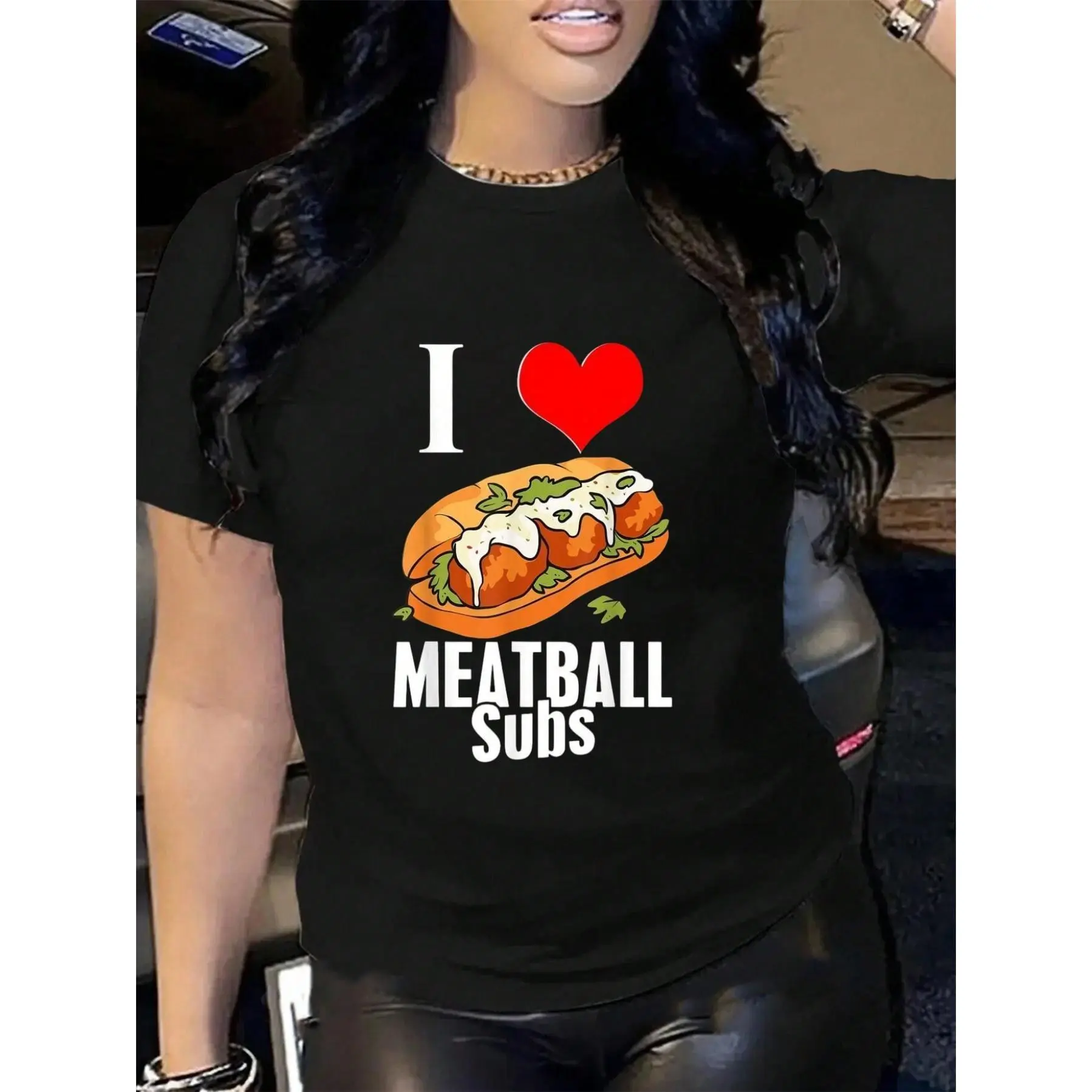 100% Cotton Meatball Sub Sandwich Foodie Funny T-Shirt Men's Women's Soft Breathable Tee Classic Fashion Summer Tops Printing Short Sleeve T-Shirt Summer, Cotton, Casual, Short Sleeve, Graphic Tee, Soft, Breathable, Loose Fit, Streetwear, Daily Wear, T-Sh