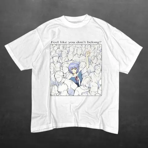 Unisex Rei Ayanami Evangelion Graphic Short-Sleeve Round-Neck T-Shirt - Machine Washable Sad Aesthetic Vaporwave Streetwear, Japanese Manga-Inspired Alt Sports Top