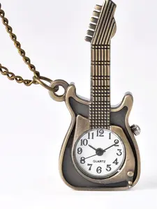 Classic Retro Guitar Backpack Watch Quartz Keychain Watch, Unisex Student Cartoon Cute Accessory, Analog Oval Alloy Clasp