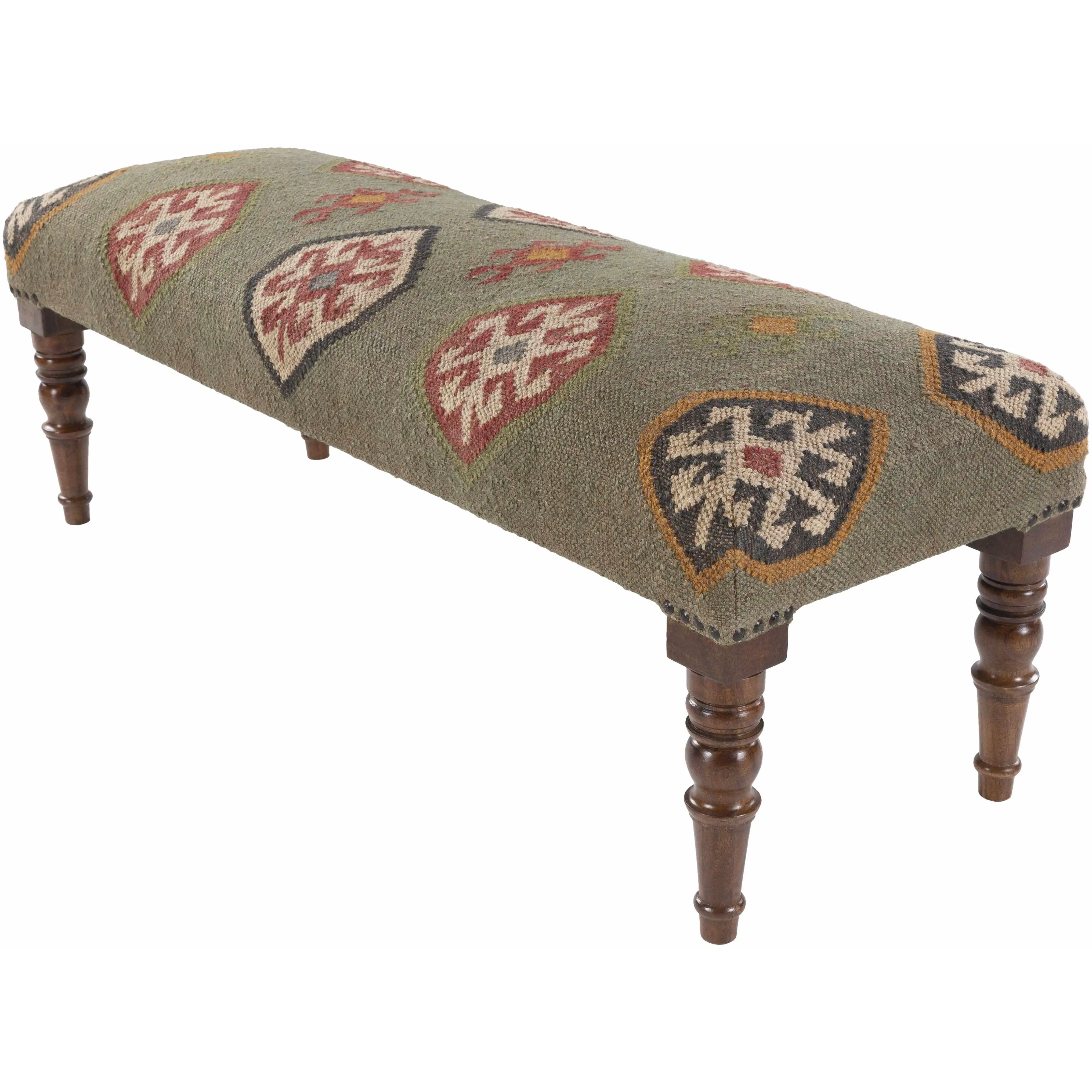 Rustic Patterned Indoor Wood Stool - Oslob Home Seating Furniture for Living Room, No Assembly Required