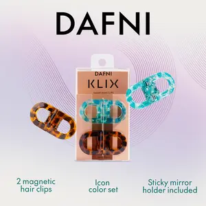 DAFNI KLIX Magnetic Hair Clips Set of 2 - The Icon Urban Oasis Seamless Connection with Exclusive Sticky Pad for Mirrors - Strong Magnetic Hold No Slipping No Tugging