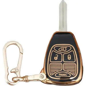 TPU for Jeep Key Fob Cover Compatible with Chrysler 300C Avenger Sebring Chrysler 200 Aspen Dodge Charger Jeep Commander Grand Cherokee Liberty (Black-J-c)