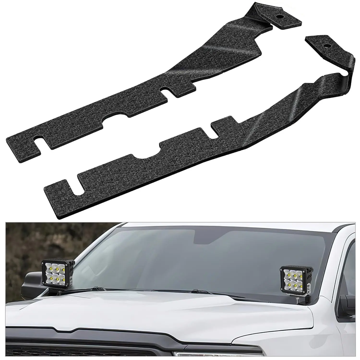 Nilight Ditch Light Hood Hinge Mounts, Compatible with 2009-2018 Dodge RAM 1500, 2500, 3500, Automotive Truck Accessories