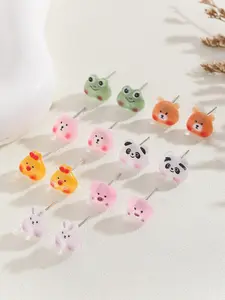 Transparent Cartoon Animal Earrings Set, Cute Style, All Seasons, Alloy Material, Perfect for School, Daily Wear, Dates