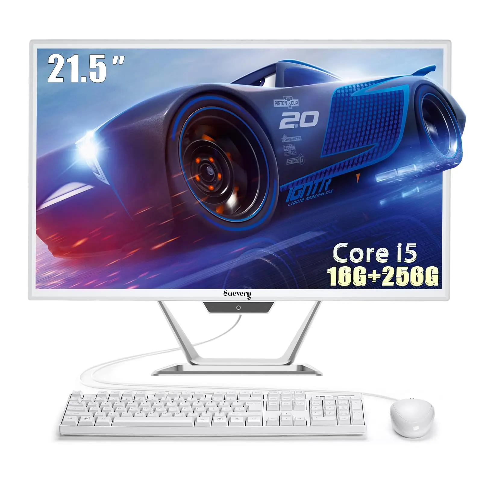 Suevery 21.5" All-in-One Desktop Computer, Core i5, 16GB RAM+256GB SSD, Wi-Fi6 Gaming All in One Business PC White Business AIO Home Office Includes Keyboard & Mouse (I5-16G-256G)